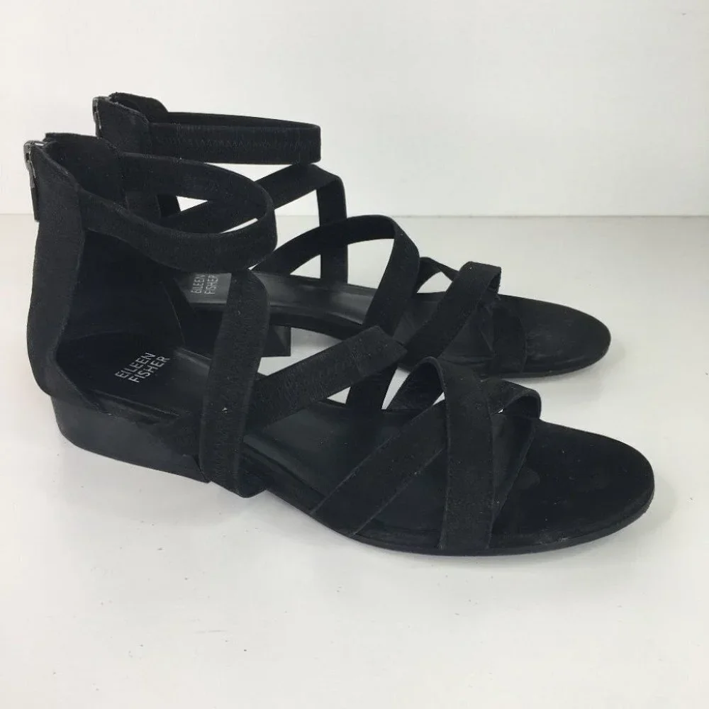 Eileen Fisher Strappy Black Sandals 8.5